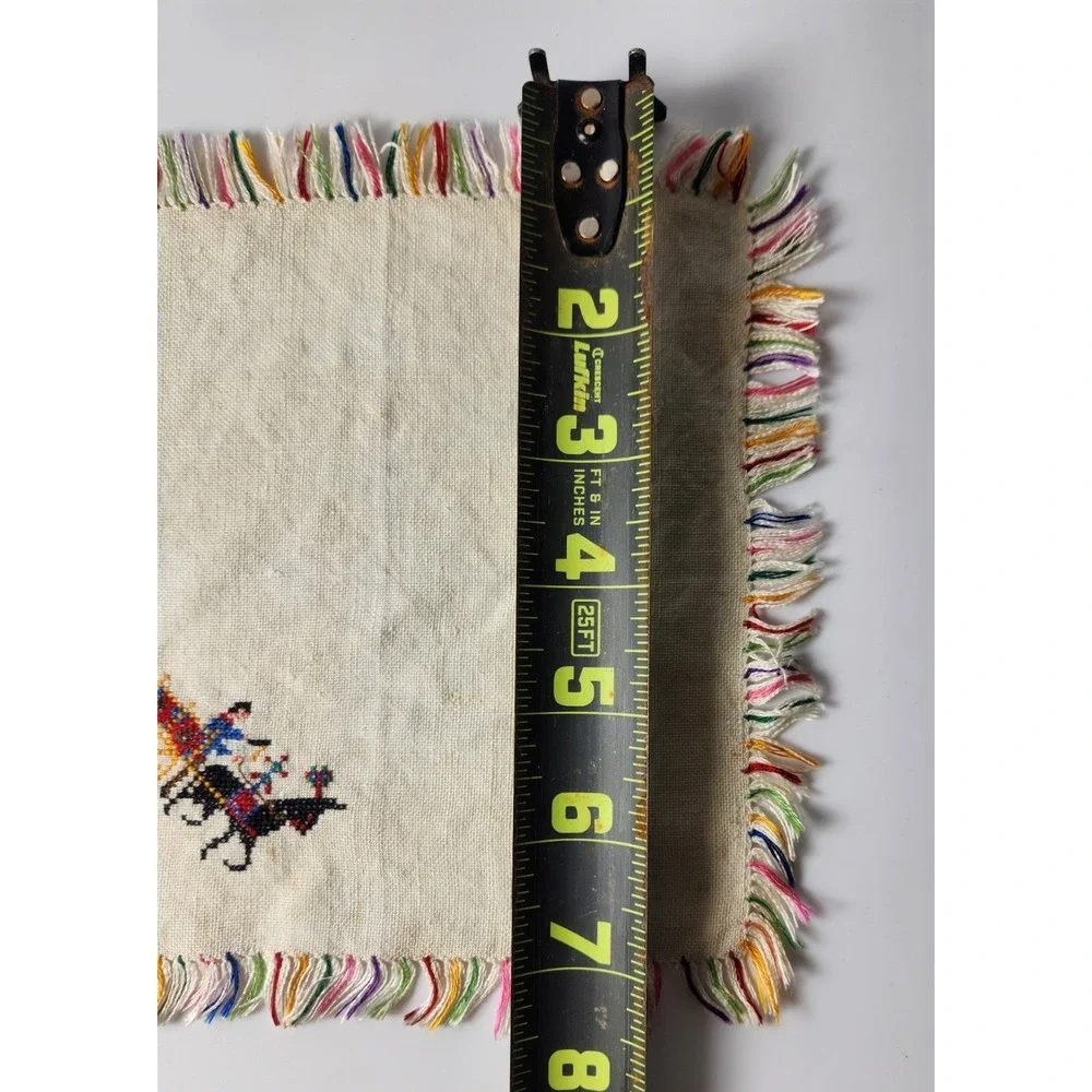 Dutch Cross Stitch Cocktail Napkins Linen Set - 3 Embroidery Horse Vintage